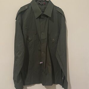 Men's Green Button-Down Shirt. 4XL
